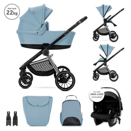 Детска количка Bianca Blue 3 в 1 до 22 кг с кош за новор