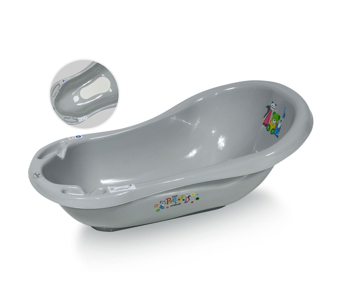 Lorelli Bath Вана 84см нехлъзгаща с оттичане Little Bear сива