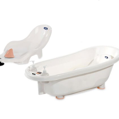 Lorelli Bath Вана с оттичане, терм+подл. бяла/розово+стойка