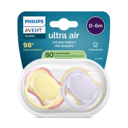Avent-Залъгалки Ultra Air+стер. кутия (0-6м) пастелни, момиче