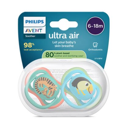Avent-Залъгалки Ultra Air+стер. кутия (6-18м) тукан/тигър, син