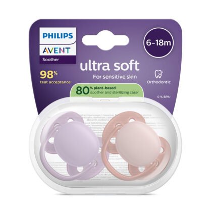 Avent-Залъгалки Ultra Soft+ стер. кутия (6-18м) пастелни, момиче