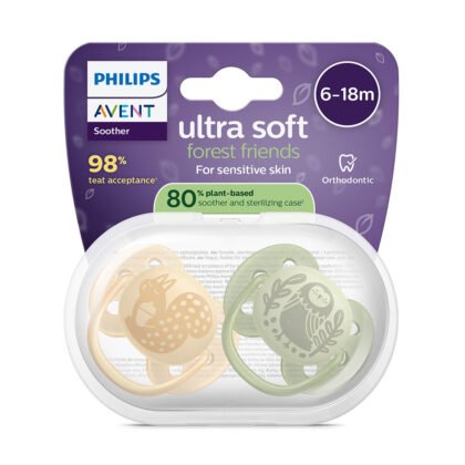 Avent-Залъгалки Ultra Soft+стер.кутия (6-18м) птица/катерица, неутрални
