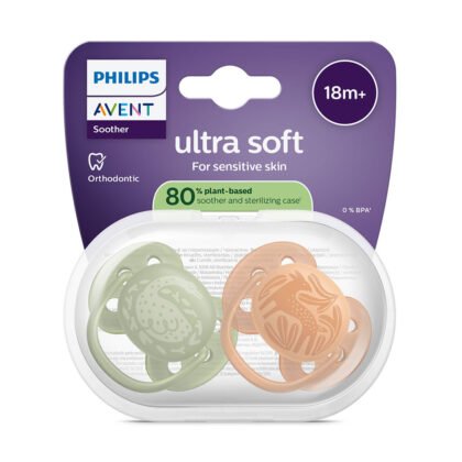 Avent-Залъгалки Ultra Soft+ стер. кутия (18+м) сърна/гъска, оранж/зелен