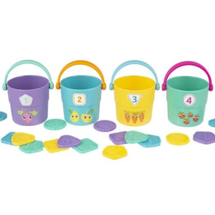 Playgro-Активна играчка кофички с жетони за броене и сортиране, 12-36м
