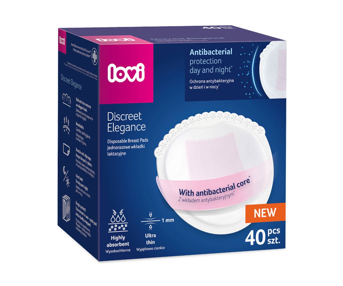 Lovi-Подплънки за кърма с гел Discreet Elegance бели 40 бр