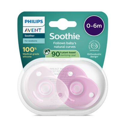 Avent-Залъгалки Soothie + стерил. кутия (0-6м), розово - 2 бр