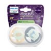 Avent-Залъгалки Ultra Soft Night+стер.кутия (6-18м) пастелни, момче