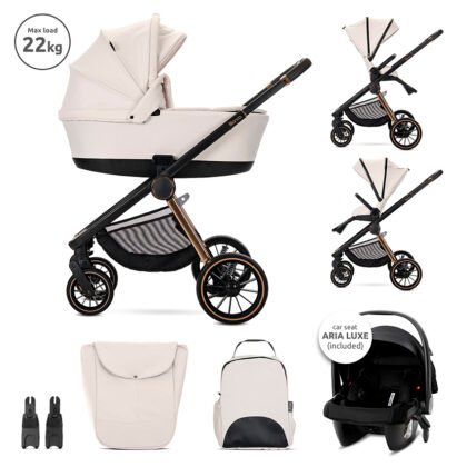 Д.КОЛИЧКА BIANCA BEIGE LATTE 3 В 1 до 22кг с кош з