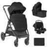 Комбинирана количка 3в1 с кош за новородено Ava Black