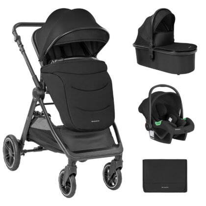 Комбинирана количка 3в1 с кош за новородено Ava Black