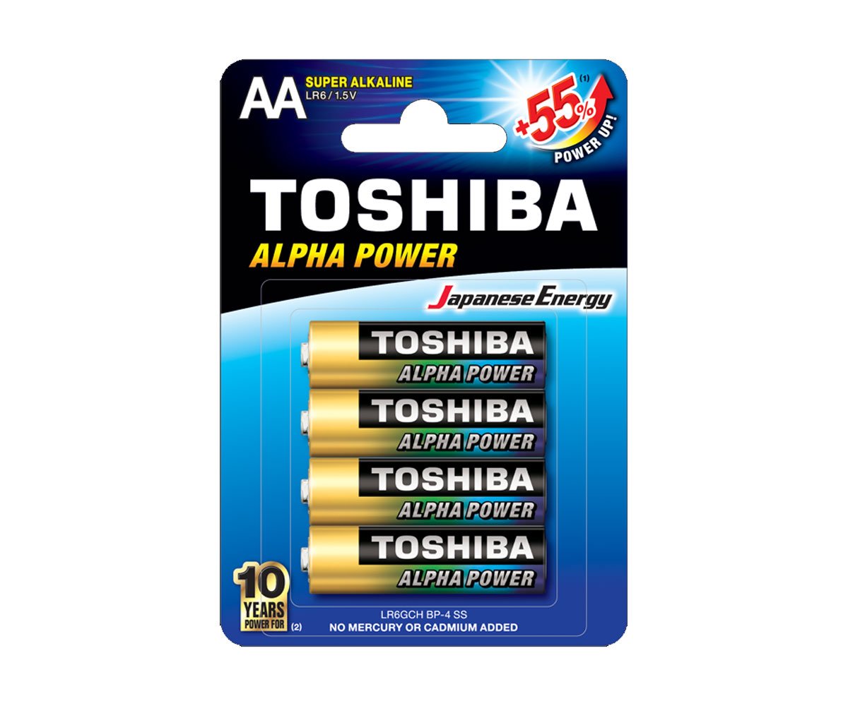 Алкални батерии Toshiba Alpha Power (усилена), (AA), LR6, 1.5V