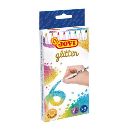 Флумастери Jovi Gliter + подарък, 8 цвята