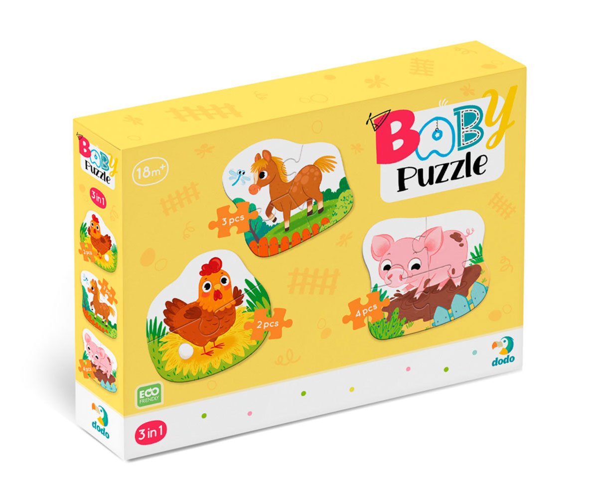 Dodo - Пъзел 3 в 1 Денят във фермата