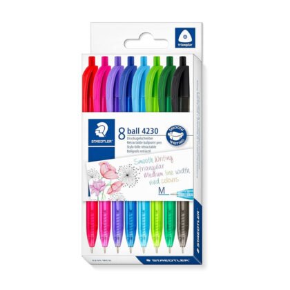 Staedtler - Химикалка 423 триъг, с мех, оп.8, асорти