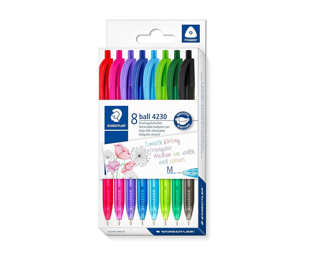 Staedtler - Химикалка 423 триъг, с мех, оп.8, асорти