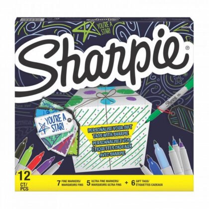 К-кт перм. маркери Sharpie 12 бр + 6 етикета