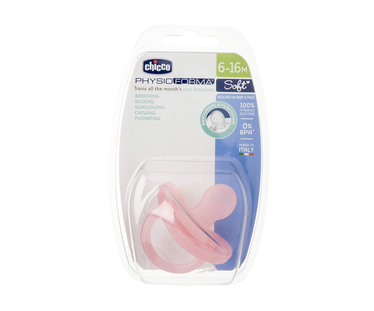 Chicco Nurs-Залъгалка Physio Soft силикон 6-16 м розова