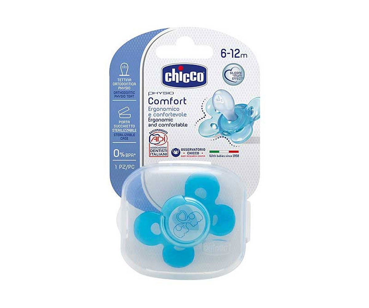 Chicco Nurs-Залъгалка Comfort силикон синя 6-12 м кутийка