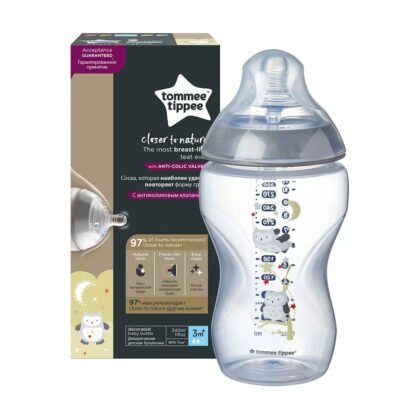Tommee Tippee-Шише Easi Vent 340мл 3+ Бухали син