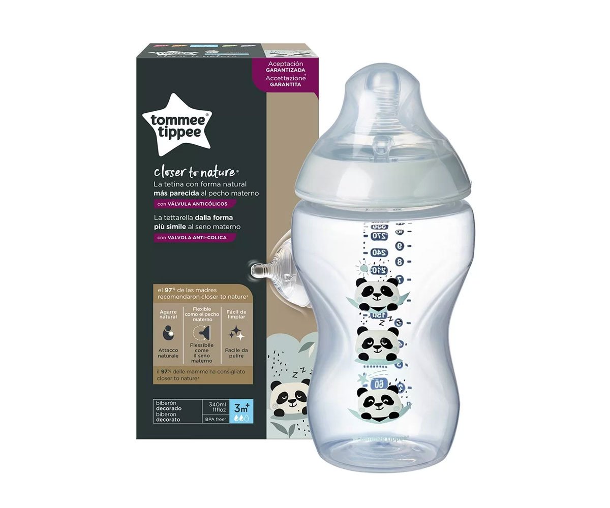 Tommee Tippee-Шише Easi Vent 340мл 3+ Панди розов