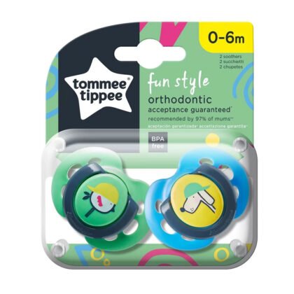 Tommee Tippee ортодонтична залъгалка Fun Style 0-6м птица/куче