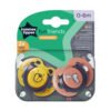 Tommee Tippee-Ортодонтични залъгалки Fun Friends 0-6м 2бр. жълт мече/розова катер