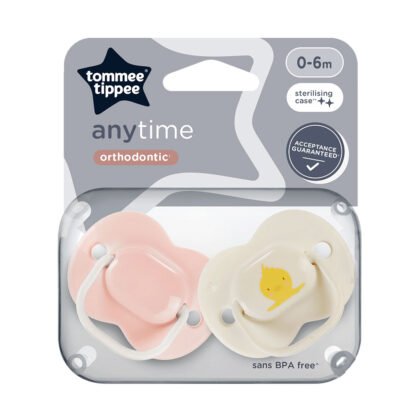 Tommee Tippee-Ортодонтични залъгалки Anytime 0-6м 2бр. розов/крем/Пате
