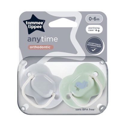 Tommee Tippee-Ортодонтични залъгалки Anytime 0-6м 2бр. син/зелен/Птиче