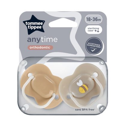 Tommee Tippee-Ортодонтични залъгалки Anytime 18-36м 2бр. кафяв/беж/Пчела