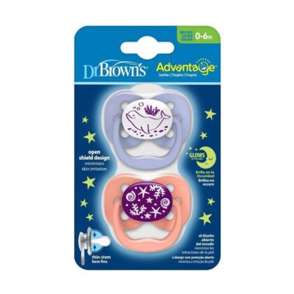 Dr.Browns-Залъгалка Advantage 1 етап 2 бр. светещи розови PA12003-INTL