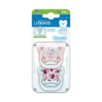 Dr.Browns-Залъгалка PreVent 1 етап 0м+ 2 бр. розова PV12302-SPX 