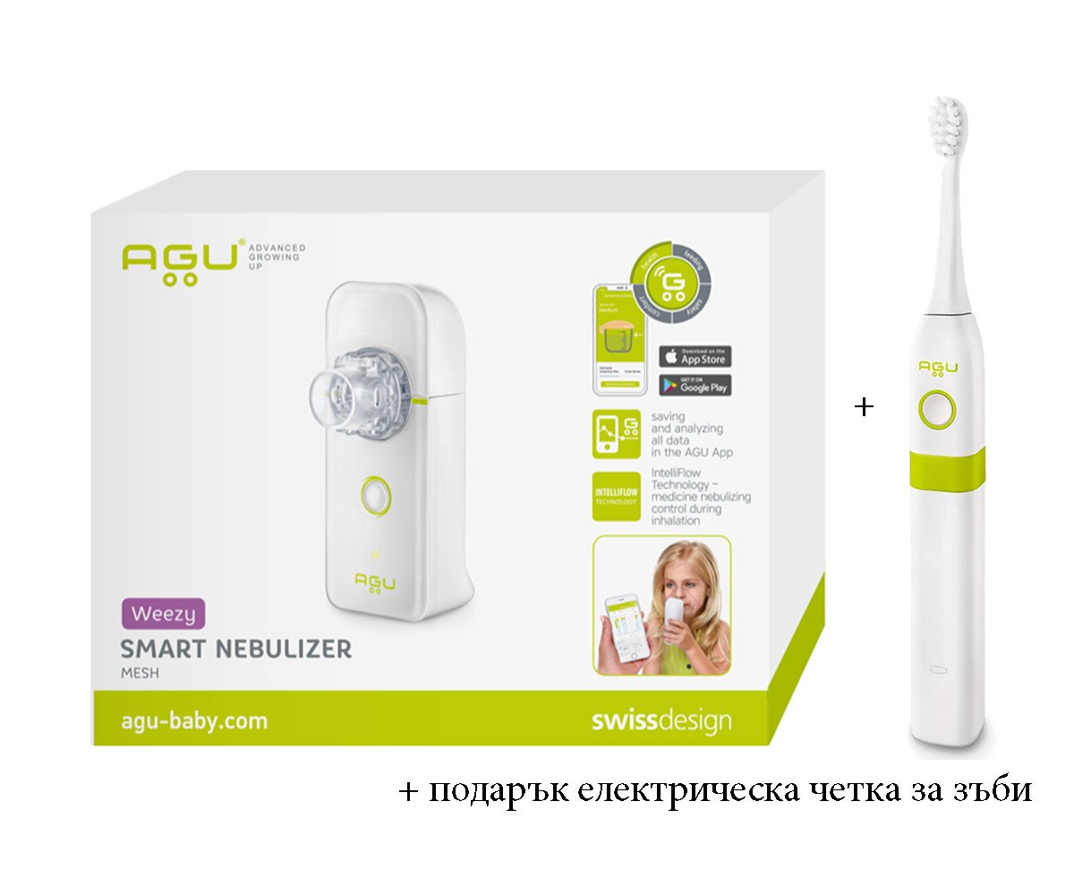 Agu-Смарт меш инхалатор AGU SN10 Weezy+Ел. Четка за зъби