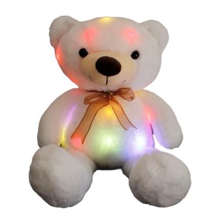 Плюшено мече с LED светлини, бяло, 60 см
