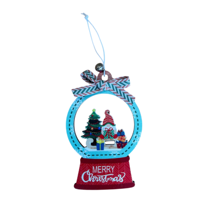 Коледна дървена играчка за закачане - Сфера Merry Christmas, 12 см