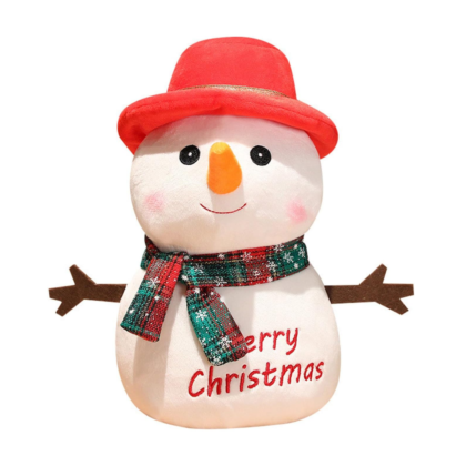 Плюшен снежен човек със шалче и надпис Merry Christmas, 25 см