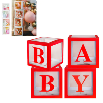 Комплект кутии за балони BABY в червено, 4 броя