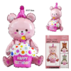 Балон Мече с кексче Happy Birthday в розово