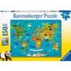 Ravensburger - Пъзел 150ел. XXL - Световна карта на животните