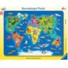Ravensburger - Пъзел 30-48 ел. - Карта на света с животни
