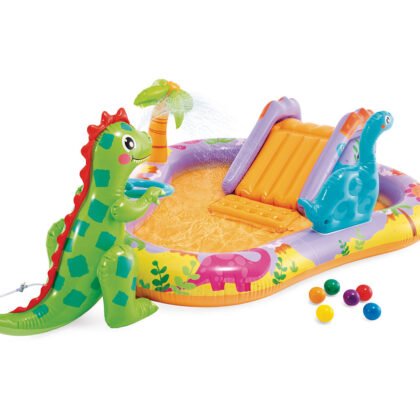 Надуваем център за игра с пързалка Intex Динозаври Dino Park, 201х157х69 см