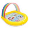 INTEX - Детски надуваем басейн със сенник и пръскалка Дъга, 147х130х86 см