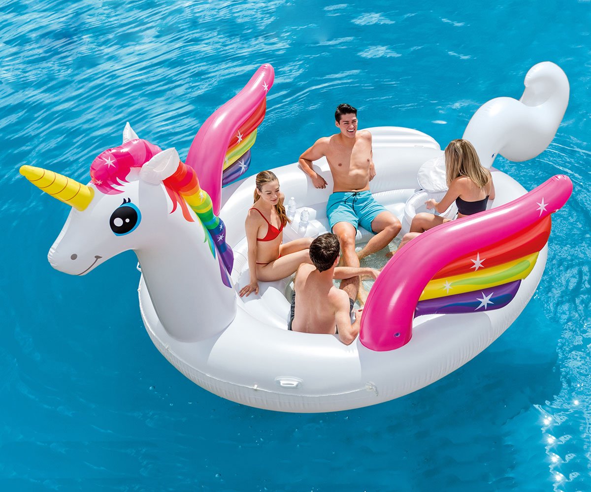 INTEX - Надуваем парти остров Еднорог, 503х335х173 см