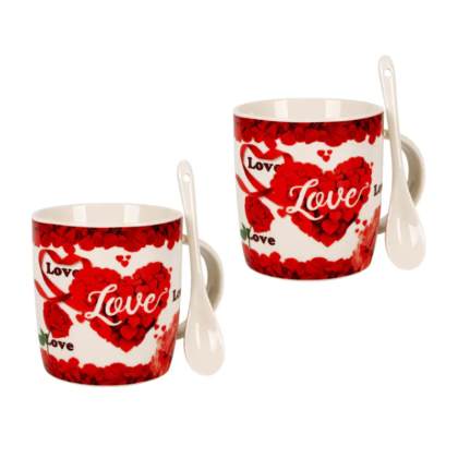 Комплект чаши LOVE с лъжички