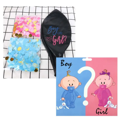 Латексов балон с конфети Boy or Girl за разкриване пола на бебето