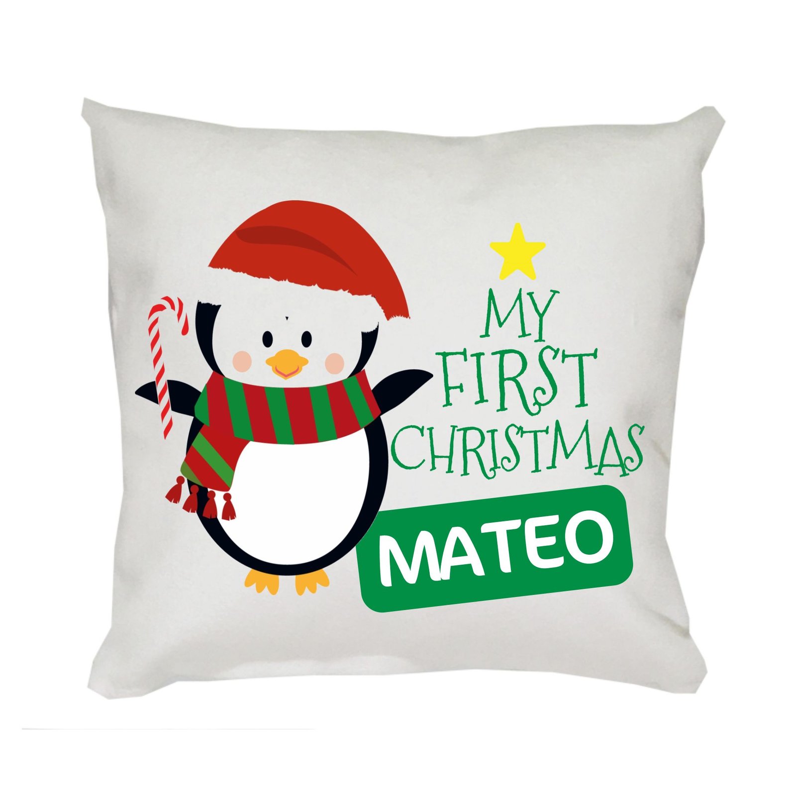 Коледна възглавница My First Christmas с пингвин, 30 см