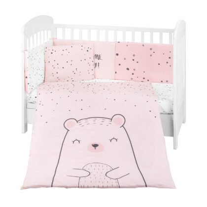 Бебешки спален комплект 6 части 70/140 Bear with me Pink