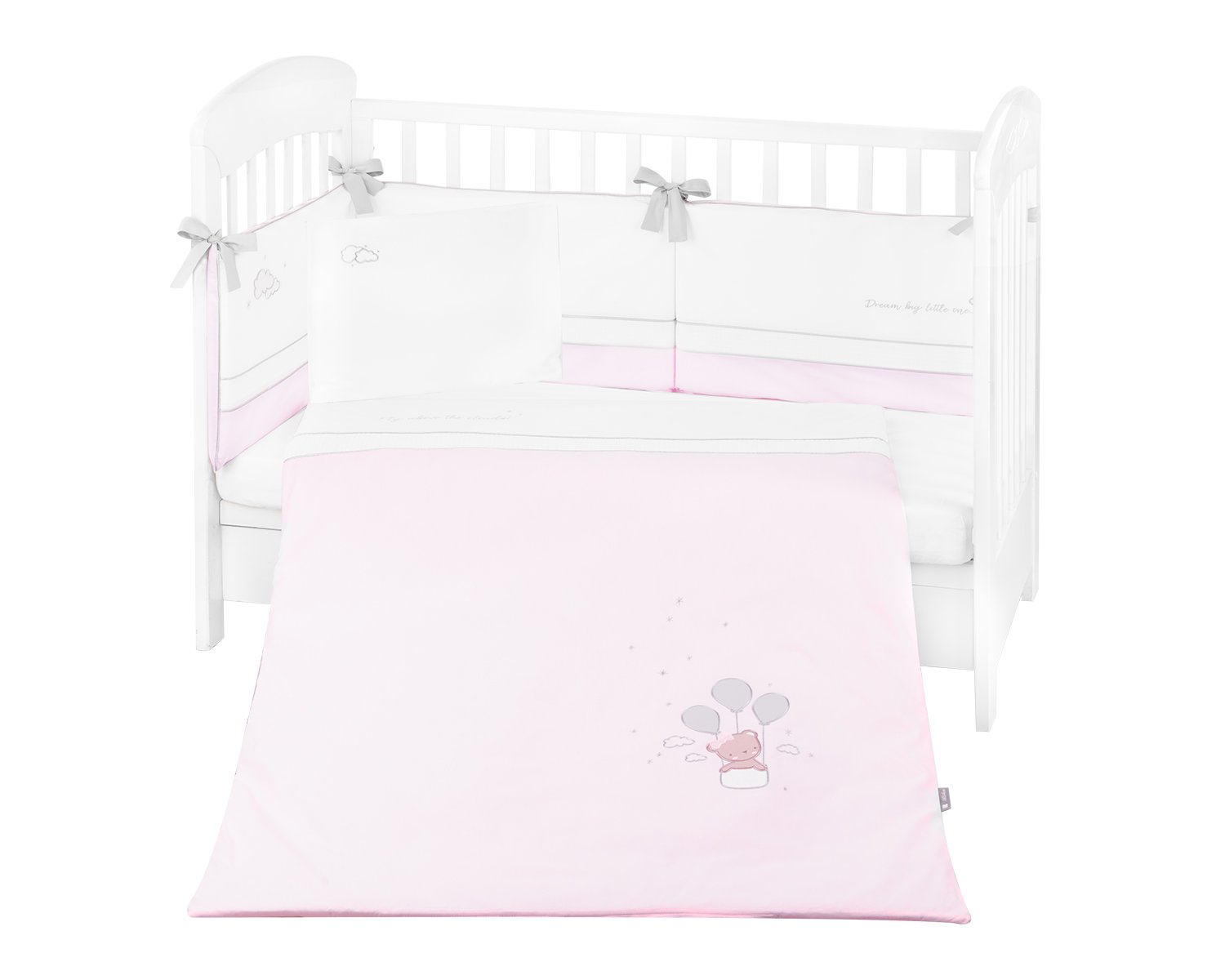 Бебешки спален комплект с бродерия 6 части 70/140 Dream Big Pink - Image 2