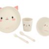 Сет за хранене бамбук Cat Pink
