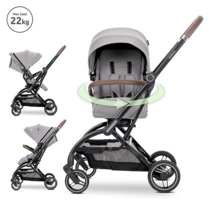 Детска количка Makaya Grey до 22 кг с ротация 360